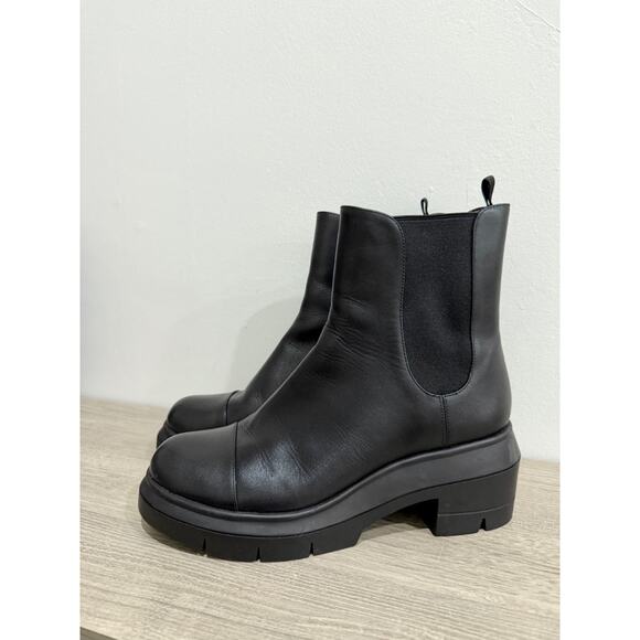 Stuart Weitzman Norah Chunky Lug Sole Ankle Chelsea Boots Black Women's Size 9.5 - Picture 3 of 8